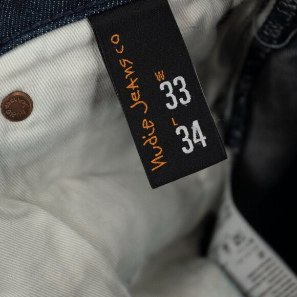NUDIE JEANS GRIM TIM DRY NAVY DIPS SLIM FIT | W33 L34 - Picture 6 of 7
